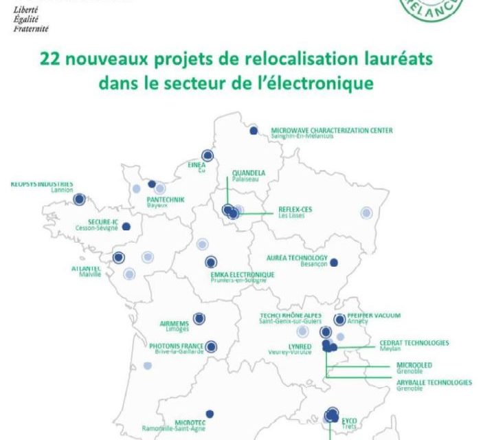 Quelles sont les 22 nouvelles entreprises retenues dans le cadre de l’appel à projets (re)localiser de France Relance ?