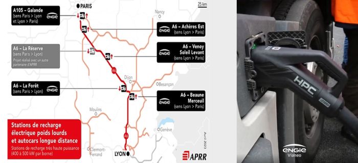 Premier déploiement en France de bornes de recharge pour poids lourds électriques